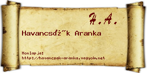 Havancsák Aranka névjegykártya
